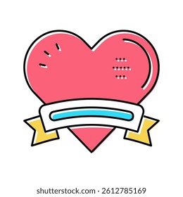 heart with ribbon logo color icon vector. heart with ribbon logo sign. isolated symbol illustration