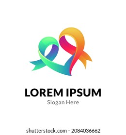 plantilla de logotipo de cinta de corazón con colores degradados