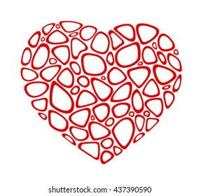 Heart with ribbon, love story,  Saint Valentine's Day vector illustration 