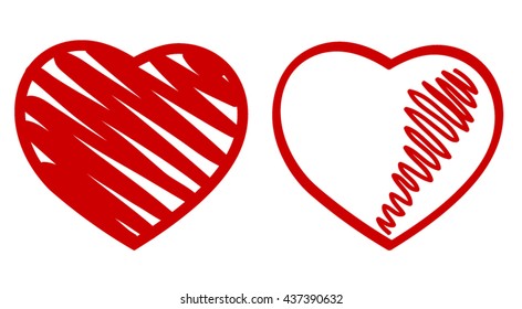  Heart with ribbon, love story,  Saint Valentine's Day vector illustration 
