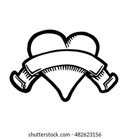 Heart with ribbon, love theme