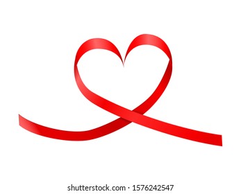 Heart ribbon on a white background. Vector illustration.