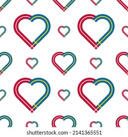 heart ribbon pattern of denmark and sweden flags. vector illustration
