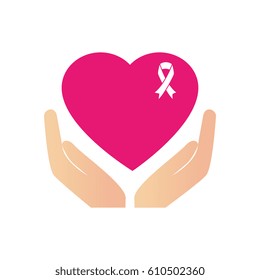 heart with ribbon pink breast cancer