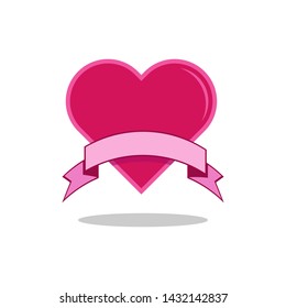 heart with ribbon pink vector
