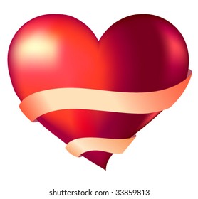 corazón y cinta con lugar para texto