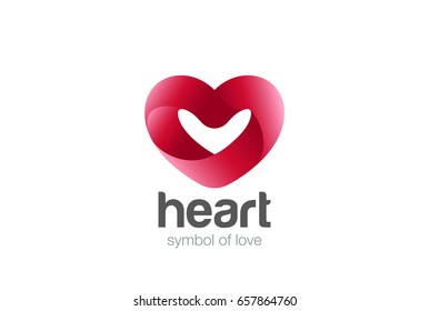 Heart ribbon shape Logo design vector template.
Love Cardiology Logotype icon. Valentines Day concept.