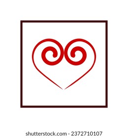 Heart of ribbon sign. Color icon on white background. Symbol linked, join, love, passion and wedding. Template for t shirt, apparel, card, poster, valentine day. Design element. Vector illustration