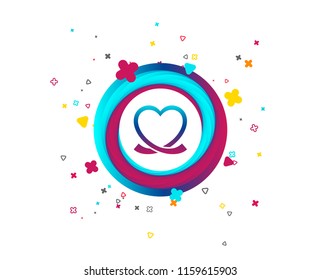 Heart ribbon sign icon. Love symbol. Colorful button with icon. Geometric elements. Vector