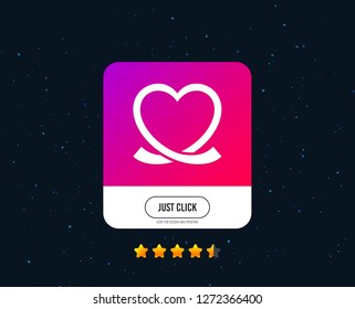 Heart ribbon sign icon. Love symbol. Web or internet icon design. Rating stars. Just click button. Vector