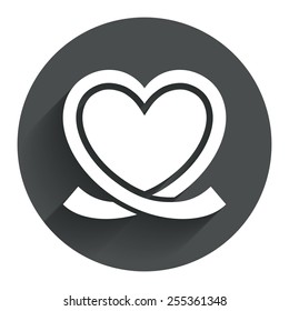 Heart ribbon sign icon. Love symbol. Circle flat button with shadow. Modern UI website navigation. Vector