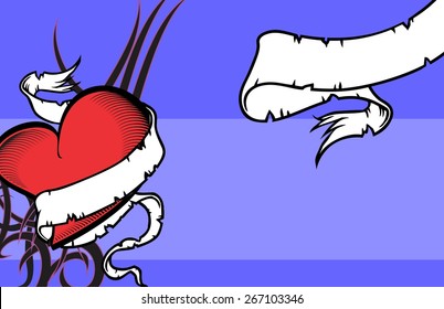 heart ribbon tattoo background in vector format very easy to edit