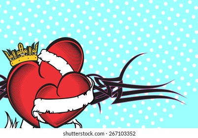heart ribbon tattoo background in vector format very easy to edit