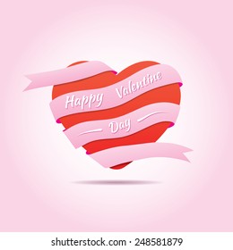 heart in ribbon. Valentine day. Vector illustration