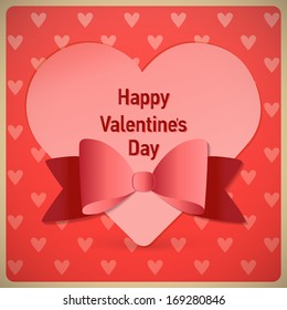 Heart with ribbon, Valentine's day card vector background 