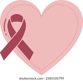 Heart ribbon for valentine's day or love art work, vector art and illustration. Template for apparel, card, poster. Design element. Vector illustration