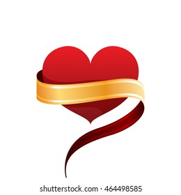 heart and ribbon Valentines day vector illustration eps 10