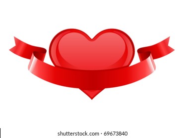 Heart with ribbon vector design element