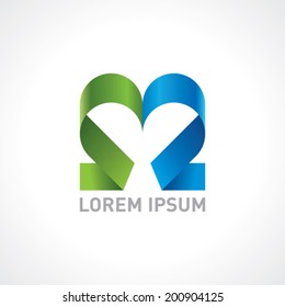 Heart ribbon vector design template