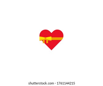 Heart with Ribbon vector flat icon. Isolated Gift Box Heart emoji illustration symbol