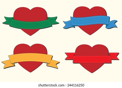 heart and ribbon  vector illustration 