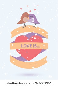 Heart with ribbon - vector illustration.
Happy Valentine Day.