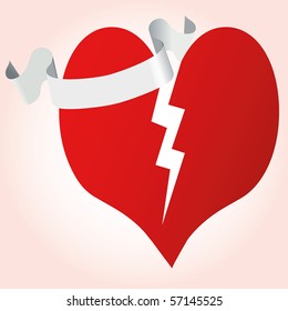 Heart with ribbon vector illustration. Valentine day.