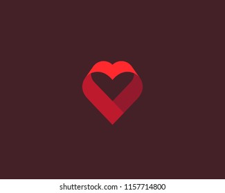 Heart ribbon vector logo. Valentines day vector logotype. 