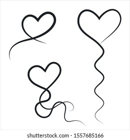 Heart ribbons balloon logo sign icon silhouette Hand drawn Symbol of love hope Modern design Fashion print clothes apparel greeting invitation card picture banner badge poster flyer websites Vector