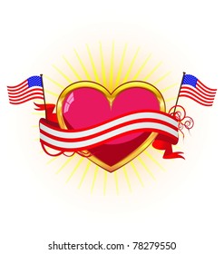  heart with ribbons for July 4Th