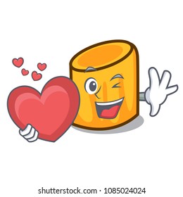 With heart rigatoni mascot cartoon style