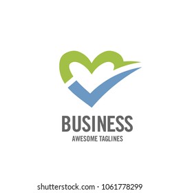 heart and right sign of love logo , love choice logo vector