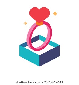 heart ring in gift box valentine day vector