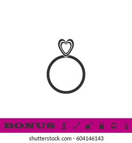 Heart ring icon flat. Black pictogram on white background. Vector illustration symbol and bonus button