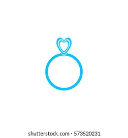 Heart ring icon flat. Blue pictogram on white background. Vector illustration symbol