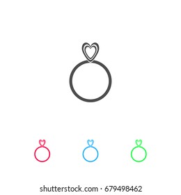 Heart ring icon flat. Color pictogram on white background. Vector illustration symbol and bonus icons