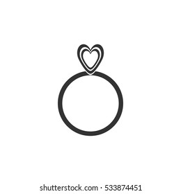 Heart ring icon flat. Illustration isolated on white background. Vector grey sign symbol