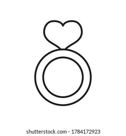 Herzring-Symbol auf weißem Hintergrund, Linienstil, Vektorgrafik
