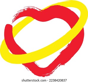 Heart and ring love Symbol .Vector Curved Lines . Eternity love. Heart and ring symbol in chain  .Design Element  . Used as Banner . Template , endless Logo .
