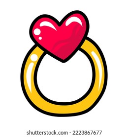 heart ring for valentine's day. Vector doodle illustration of a heart ring. valentine's day icon