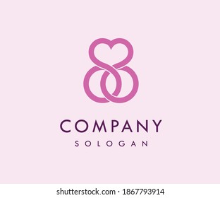 Heart Rings Logo Vector Design 