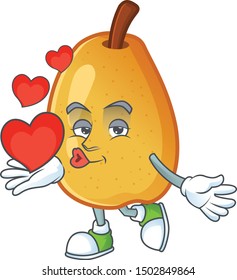 With heart ripe fragrant pear fruit cartoon character