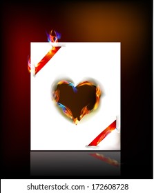 Heart Ripped paper collection and flames