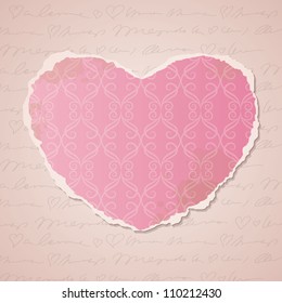 heart of ripped wallpaper, vintage background