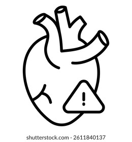 Heart risk icon Simple outline vector logo
