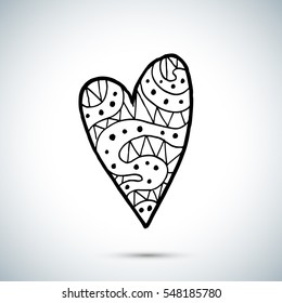 Heart with road freehand drawing vector illustration
