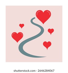 Heart Road Path Vector Symbolizing a Love Journey
