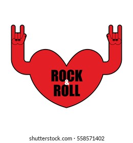 Heart rock logo. Rock and roll hand. Musical emblem

