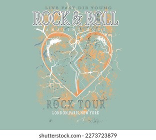 Heart rock   roll vector design for t  shirt  Love rock tour artwork 