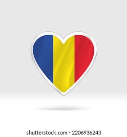 Heart from Romania flag. Silver button heart and flag template. Easy editing and vector in groups. National flag vector illustration on white background.
